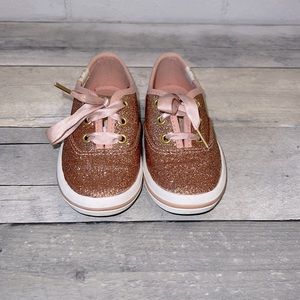 Toddler Girl Rose Gold Champagne Glitter Sneaker Size 6